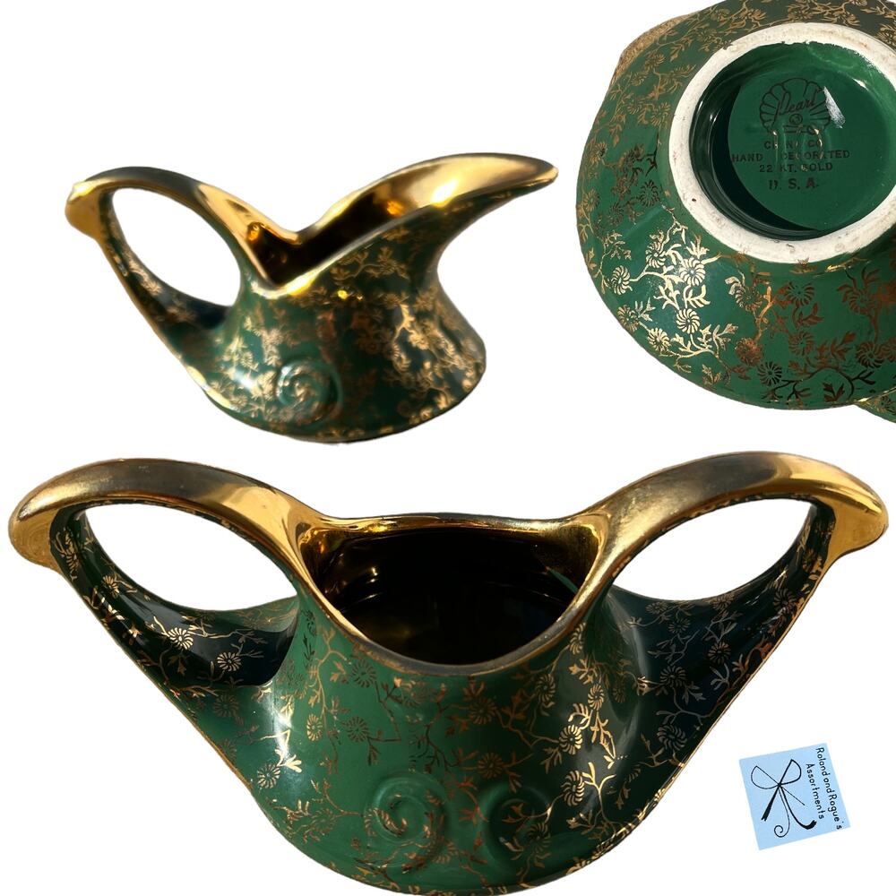 Pearl China Co. 22K Gold USA Sugar and Creamer 2-pc set